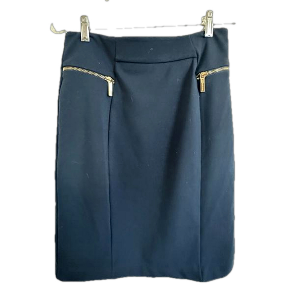 MICHAEL Michael Kors Navy Pencil skirt with Gold Zippers | 4